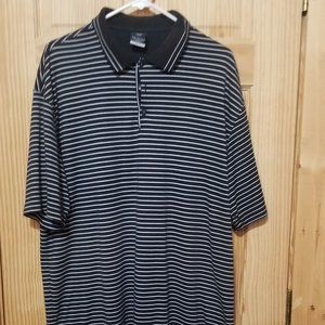 Men's Nike Dri fit golf shirt,  Black/white striped XXL
